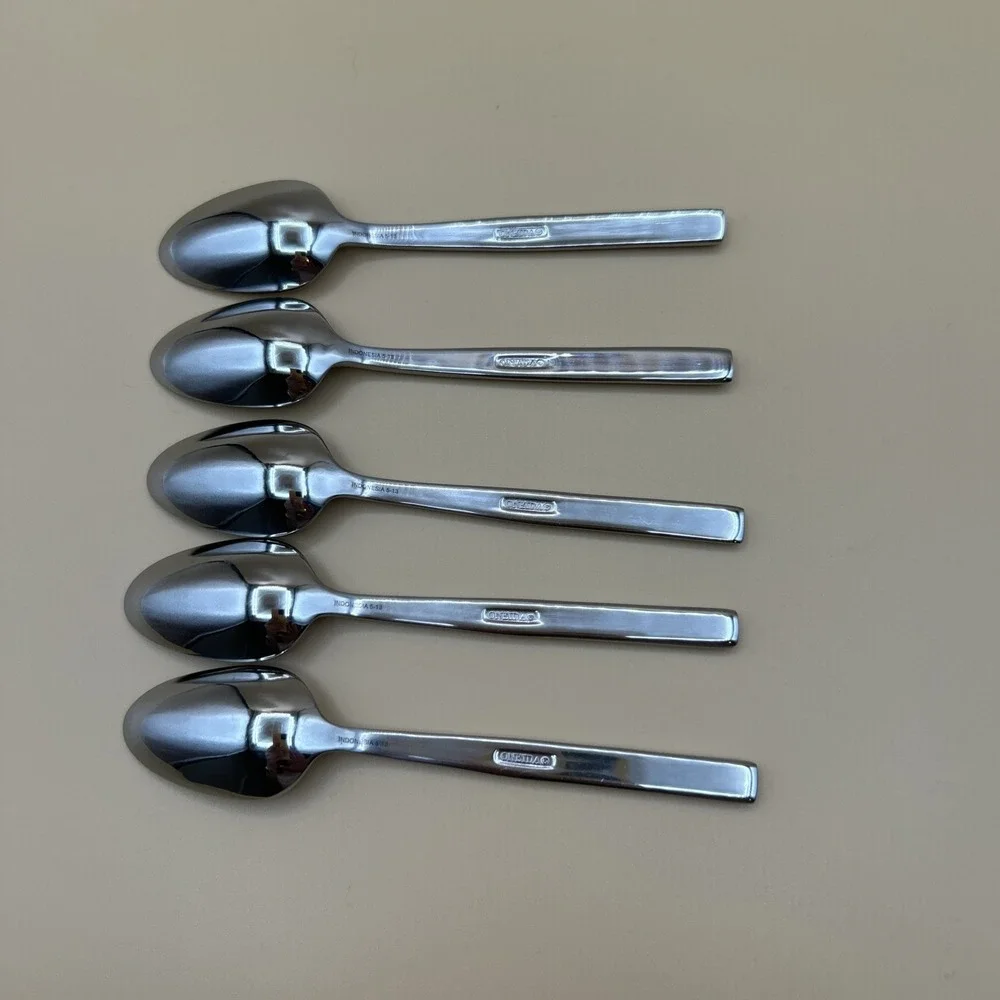 Oneida Stainless Flatware Urbana Teaspoons Set of 5 New Glossy Modern